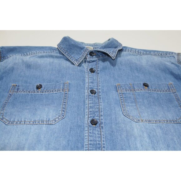 L.L. Bean Traditional Fit Denim Chambray Workwear Shirt Mens Large Casual Rugged - Picture 4 of 8